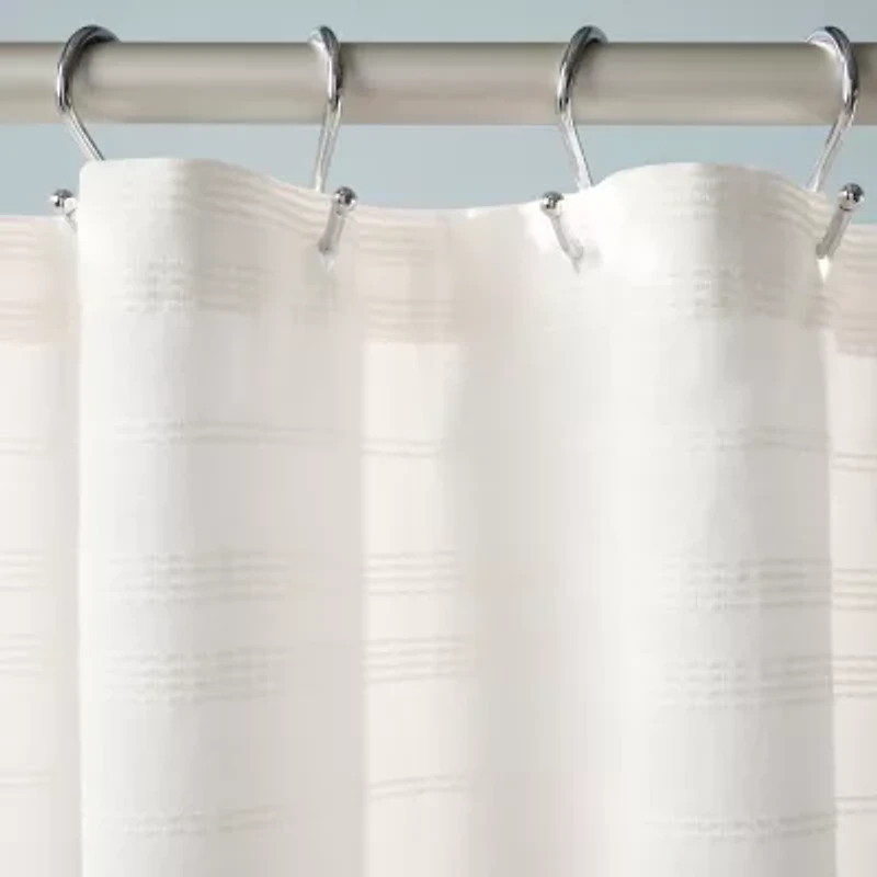 Town And Country Sophia Stripe White Shower Curtain