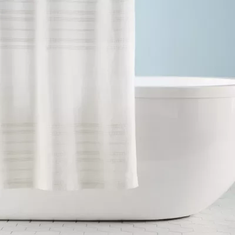Town And Country Sophia Stripe White Shower Curtain