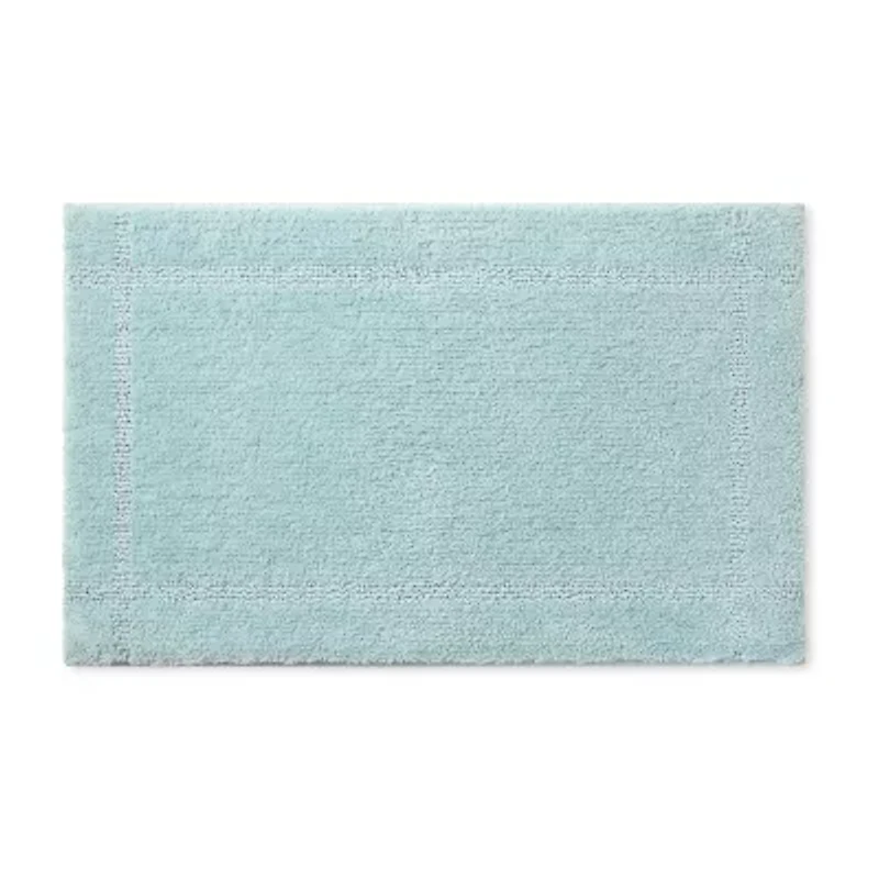 Town And Country Border White Bath Rug