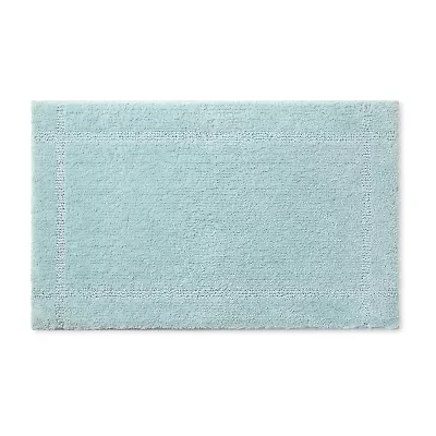Town And Country Border White Bath Rug