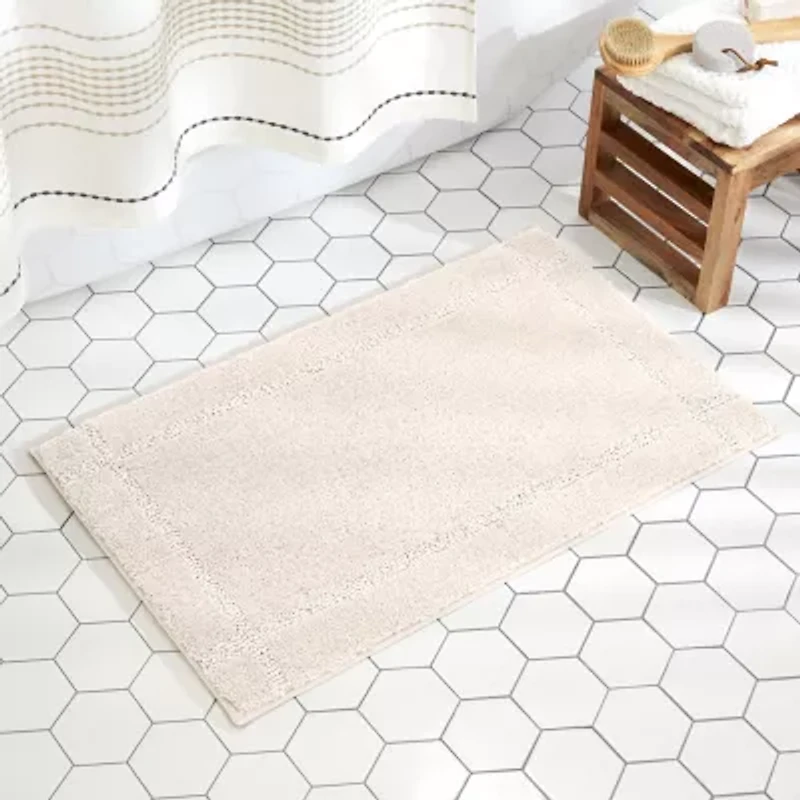 Town And Country Border Beige Bath Rug