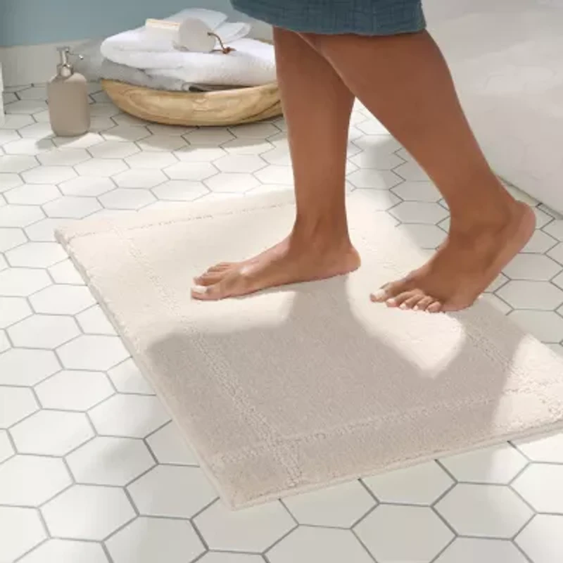 Town And Country Border Beige Bath Rug