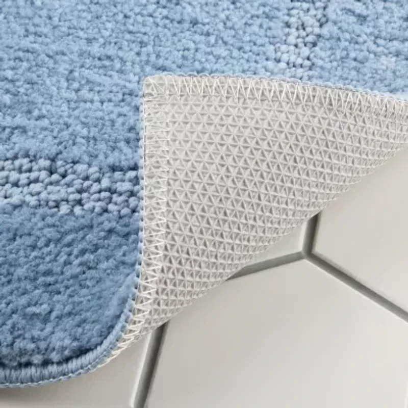 Town And Country Border Blue Bath Rug