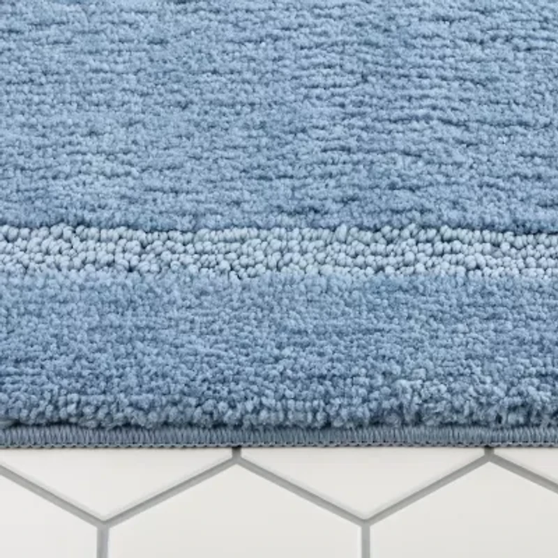Town And Country Border Blue Bath Rug
