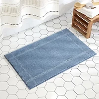 Town And Country Border Blue Bath Rug