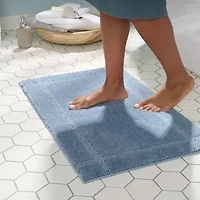 Town And Country Border Blue Bath Rug