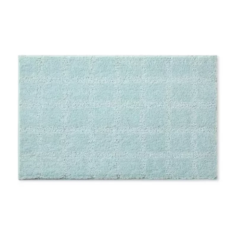 Town And Country Windowpane Aqua Bath Rug