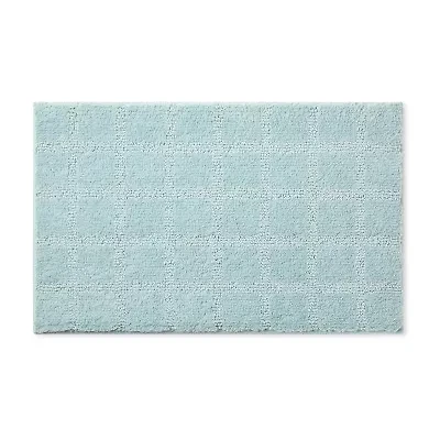 Town And Country Windowpane Aqua Bath Rug