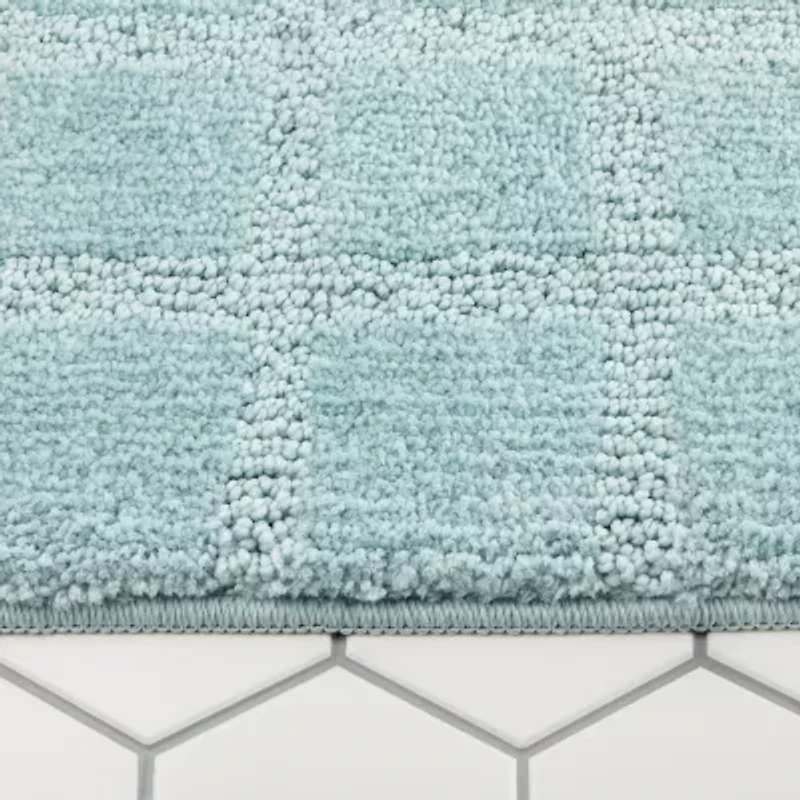 Town And Country Windowpane Aqua Bath Rug