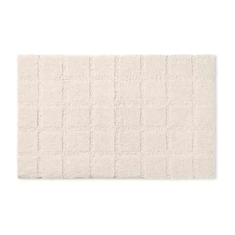 Town And Country Windowpane Beige Bath Rug