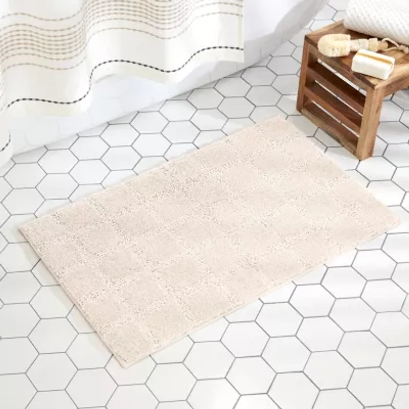 Town And Country Windowpane Beige Bath Rug