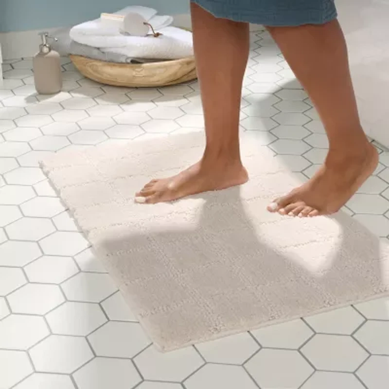 Town And Country Windowpane Beige Bath Rug