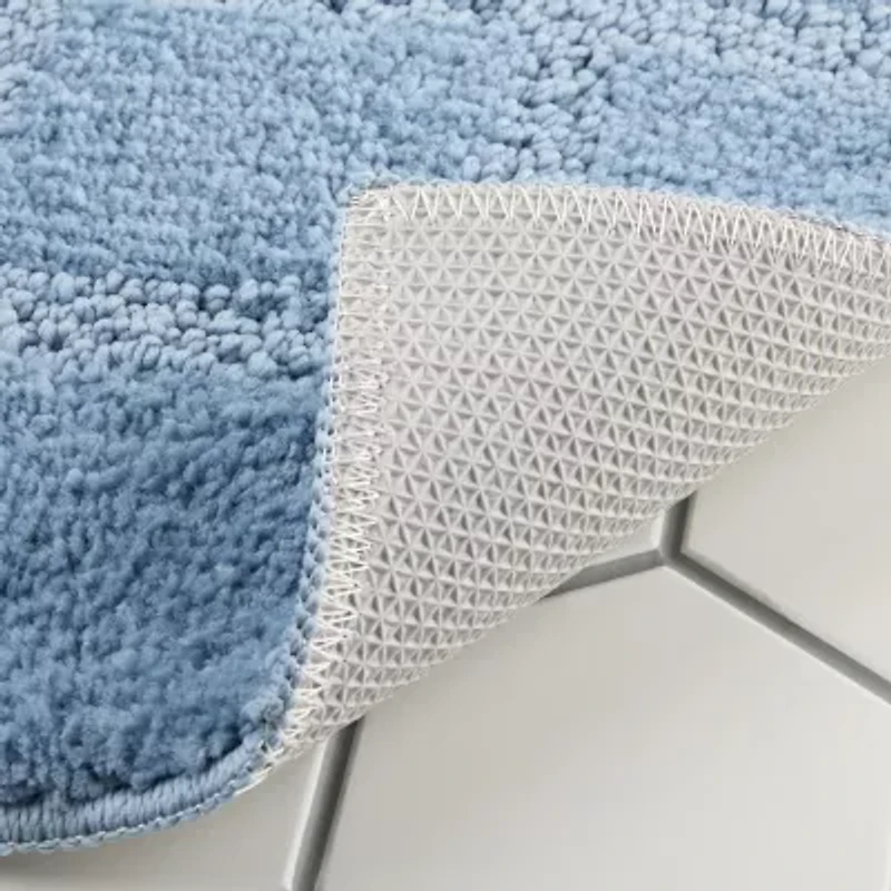 Town And Country Windowpane Blue Bath Rug
