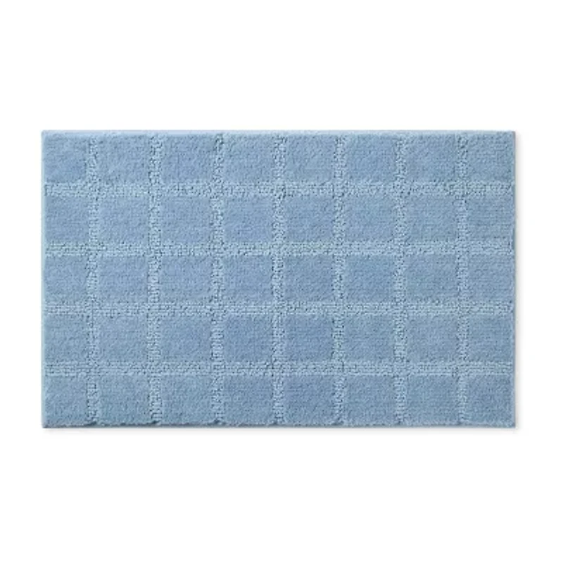 Town And Country Windowpane Blue Bath Rug