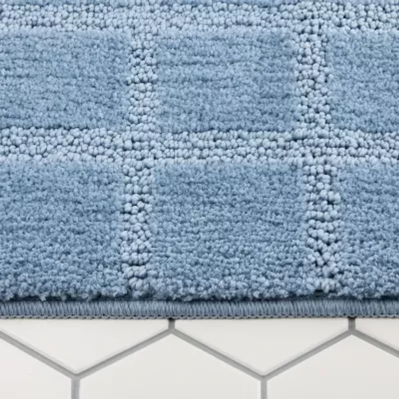 Town And Country Windowpane Blue Bath Rug