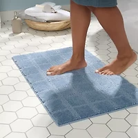 Town And Country Windowpane Blue Bath Rug