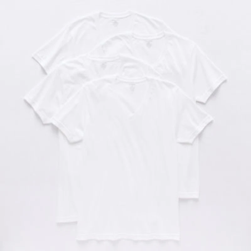 Van Heusen Mens 4 Pack Short Sleeve V Neck T-Shirt