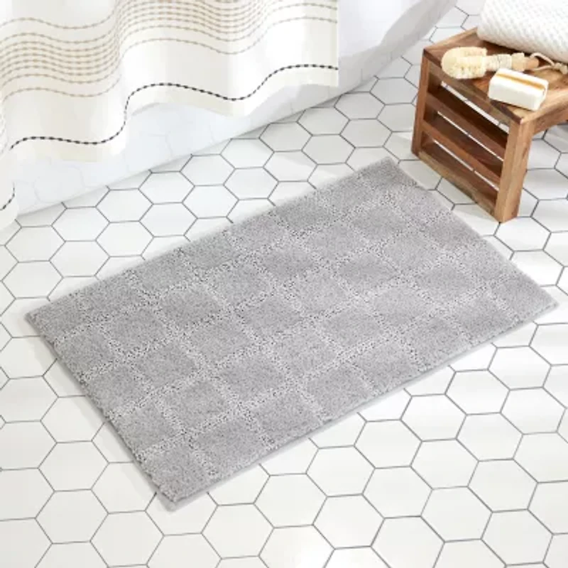 Town And Country Windowpane Grey Bath Rug
