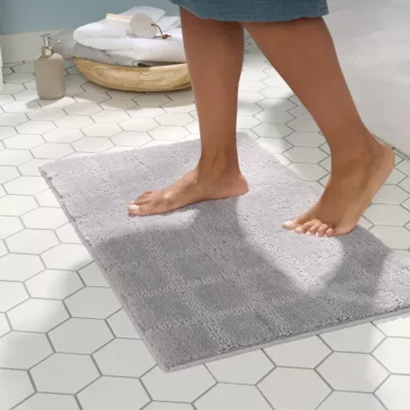 Town And Country Windowpane Grey Bath Rug