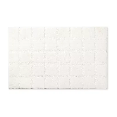 Town And Country Windowpane White Bath Rug
