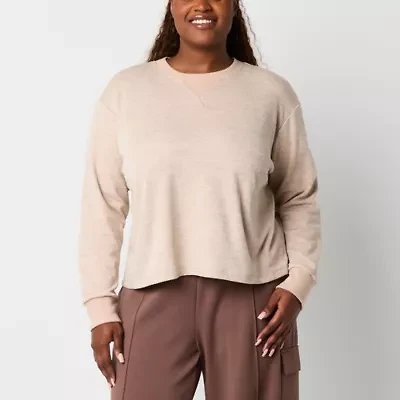 Stylus Womens Crew Neck Long Sleeve Plus Sweatshirt