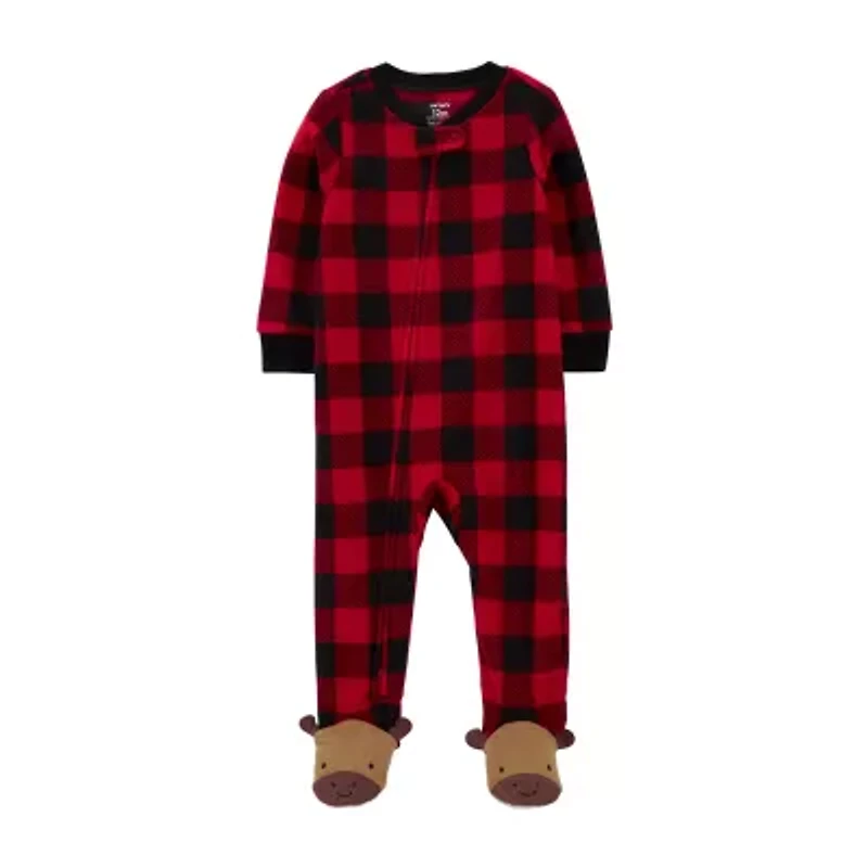 Carter's Toddler Boys Microfleece Crew Neck Long Sleeve Matching Family Footed Pajamas