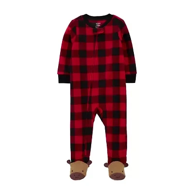 Carter's Toddler Boys Microfleece Crew Neck Long Sleeve Matching Family Footed Pajamas
