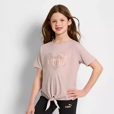 PUMA Big Kid Girls Crew Neck Short Sleeve Boxy Fit Graphic T-Shirt