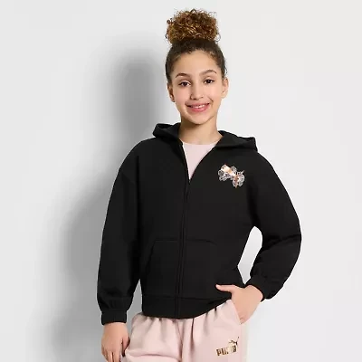 PUMA Big Kid Girls Long Sleeve Fleece Zipper Active Hoodie