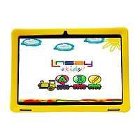 LINSAY® 10.1 Octa Core 128Gb Android 15 Tablet Kids Yellow Back Case
