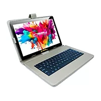 LINSAY® 10.1 Octa Core 128Gb Android 15 Tablet Silver Keyboard