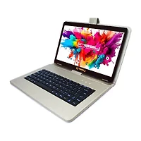 LINSAY® 10.1 Octa Core 128Gb Android 15 Tablet Silver Keyboard