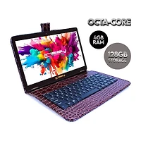 LINSAY® 10.1 Octa Core 128Gb Android 15 Tablet Croc Keyboard