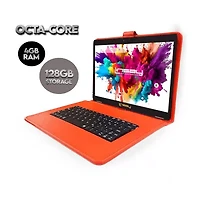 LINSAY® 10.1 Octa Core 128Gb Android 15 Tablet Red Keyboard