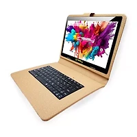 LINSAY® 10.1 Octa Core 128Gb Android 15 Tablet Sand Keyboard