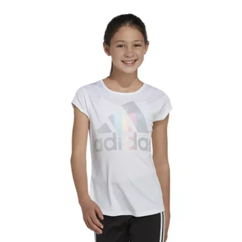 adidas Little Girls Round Neck Short Sleeve Regular Fit Graphic T-Shirt