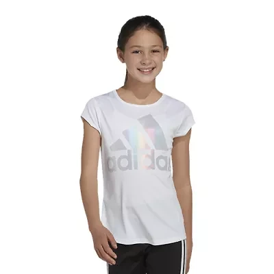 adidas Little Girls Round Neck Short Sleeve Regular Fit Graphic T-Shirt