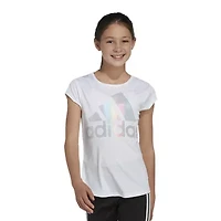 adidas Little Girls Round Neck Short Sleeve Regular Fit Graphic T-Shirt