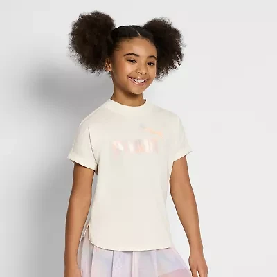 PUMA Big Kid Girls Crew Neck Short Sleeve Boxy Fit Graphic T-Shirt