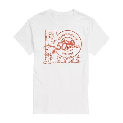 Mens Short Sleeve Beagle Scouts 50 Years Peanuts Graphic T-Shirt