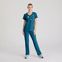 Skechers Sk202 Breeze 3-Pocket Mid-Rise Straight Leg Womens Tag Free Stretch Fabric Moisture Wicking Scrub Pant