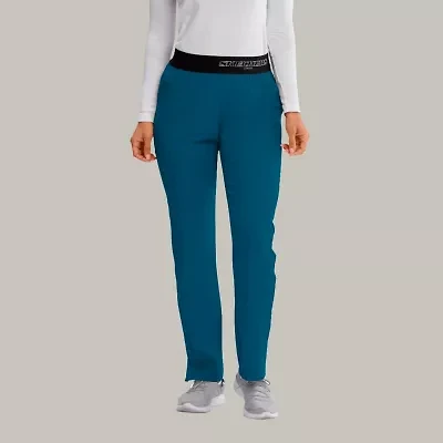 Skechers Sk202 Breeze 3-Pocket Mid-Rise Straight Leg Womens Petite Tag Free Stretch Fabric Moisture Wicking Scrub Pant