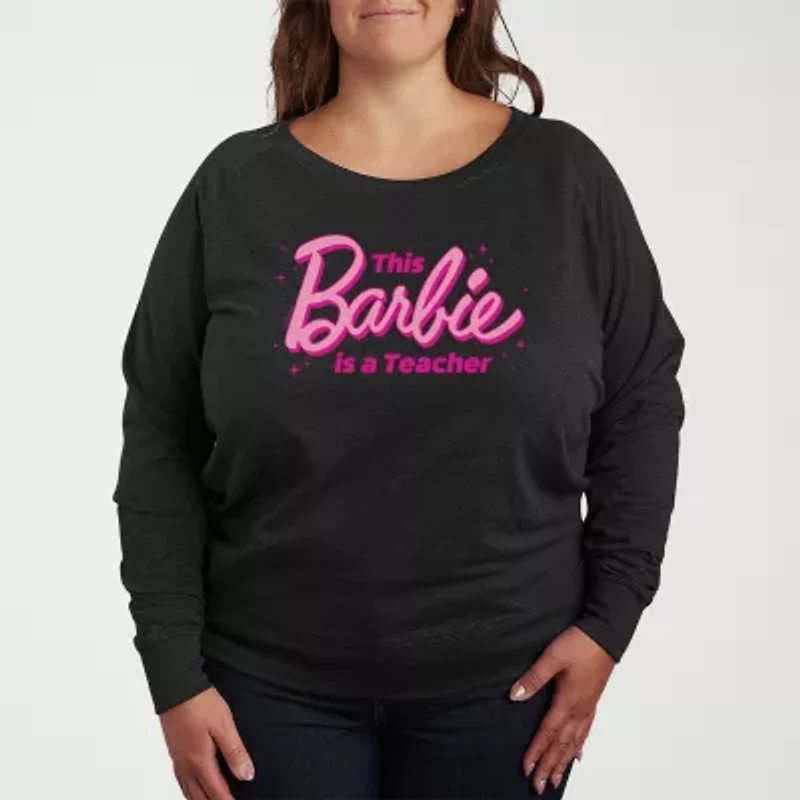 Teacher Womens Plus Crew Neck Long Sleeve Barbie T-Shirt