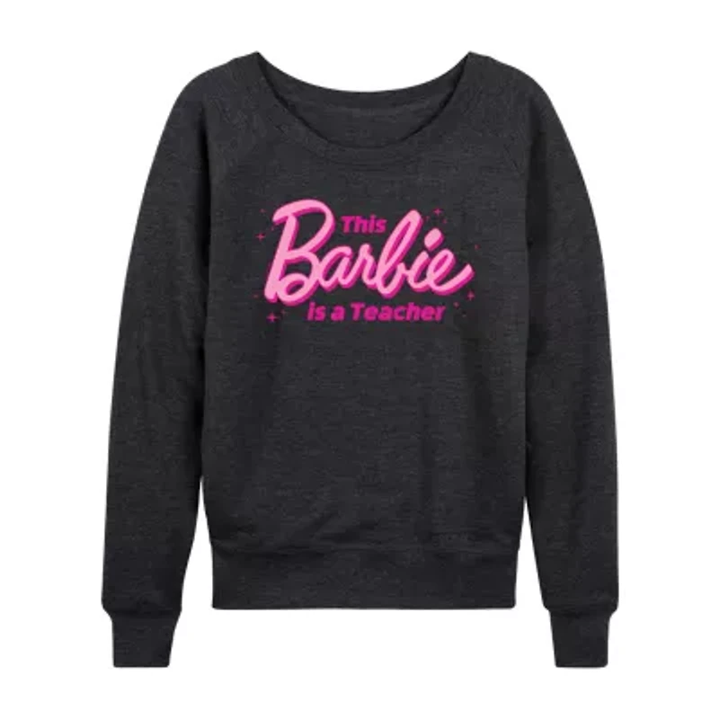 Teacher Womens Crew Neck Long Sleeve Barbie Plus T-Shirt