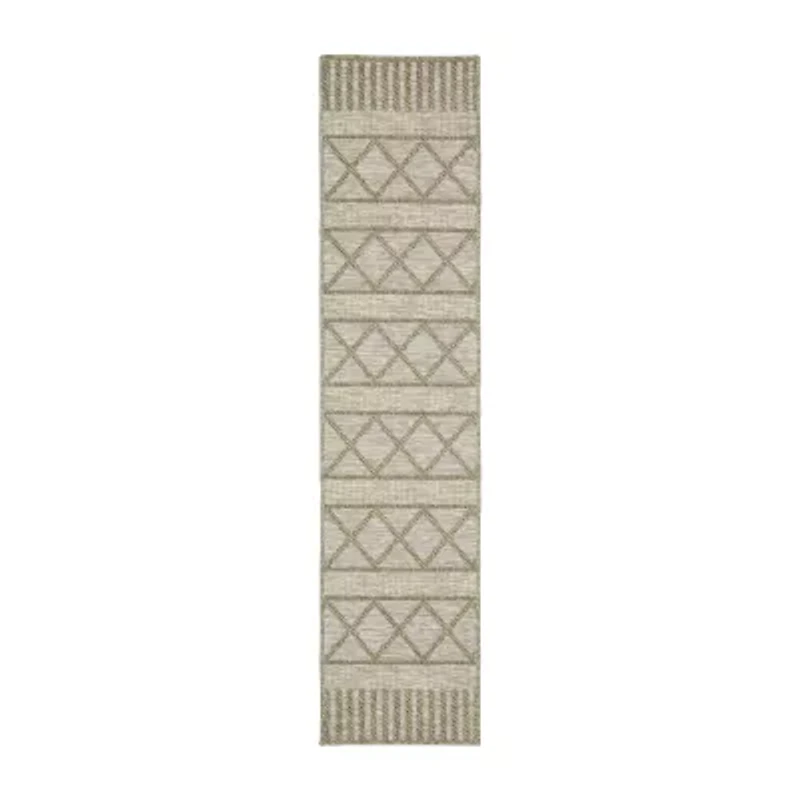 Covington Home Trinidad Geometric Stripes 22"X90" Indoor Outdoor Rectangular Runner