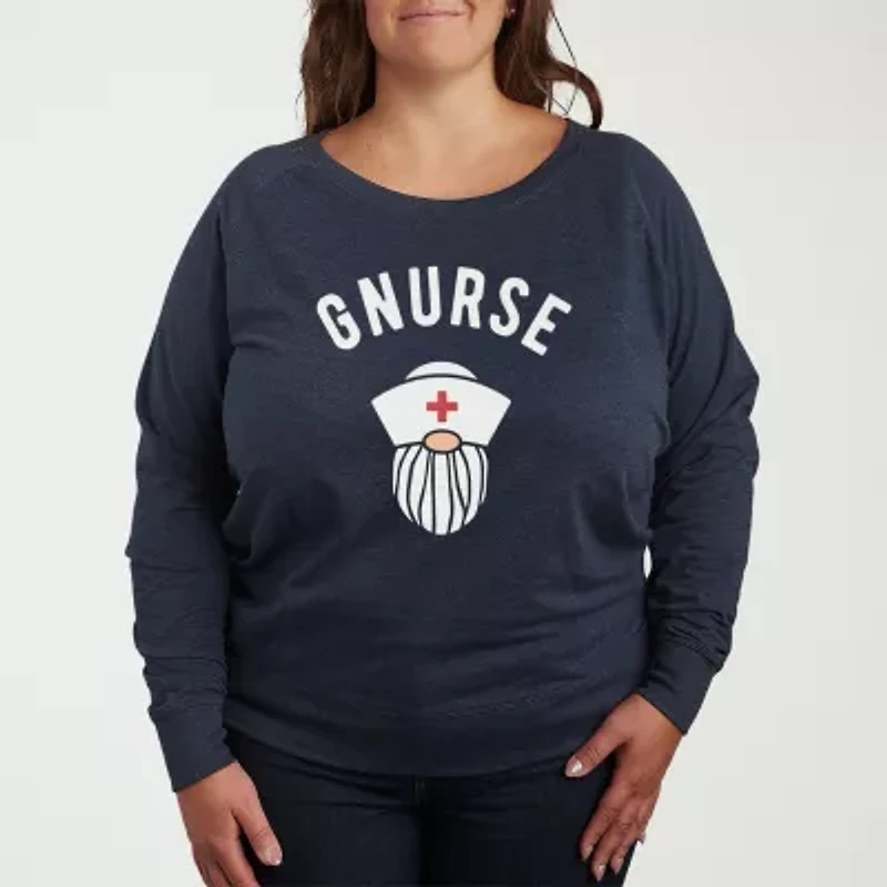 Nurse Womens Plus Crew Neck Long Sleeve T-Shirt