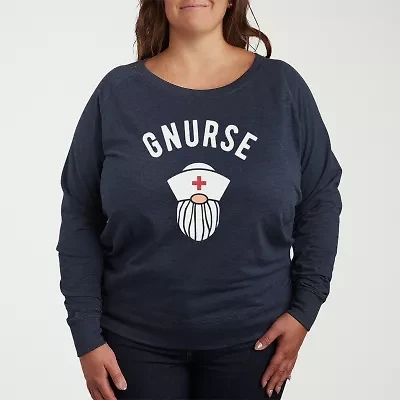 Nurse Womens Plus Crew Neck Long Sleeve T-Shirt
