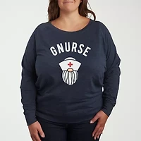 Nurse Womens Plus Crew Neck Long Sleeve T-Shirt
