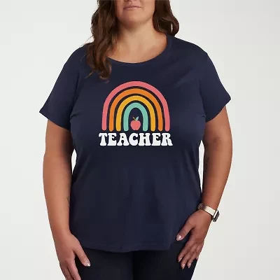 Teacher Womens Crew Neck Short Sleeve Plus T-Shirt