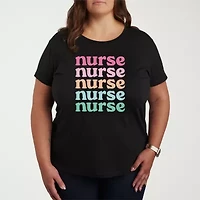 Nurse Womens Plus Crew Neck Long Sleeve T-Shirt